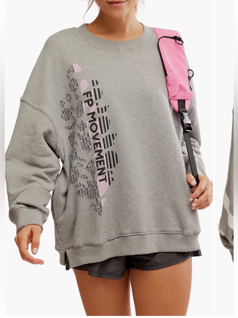 Free People All Star Graphic Gray Graphic Crewneck Sweatshirt